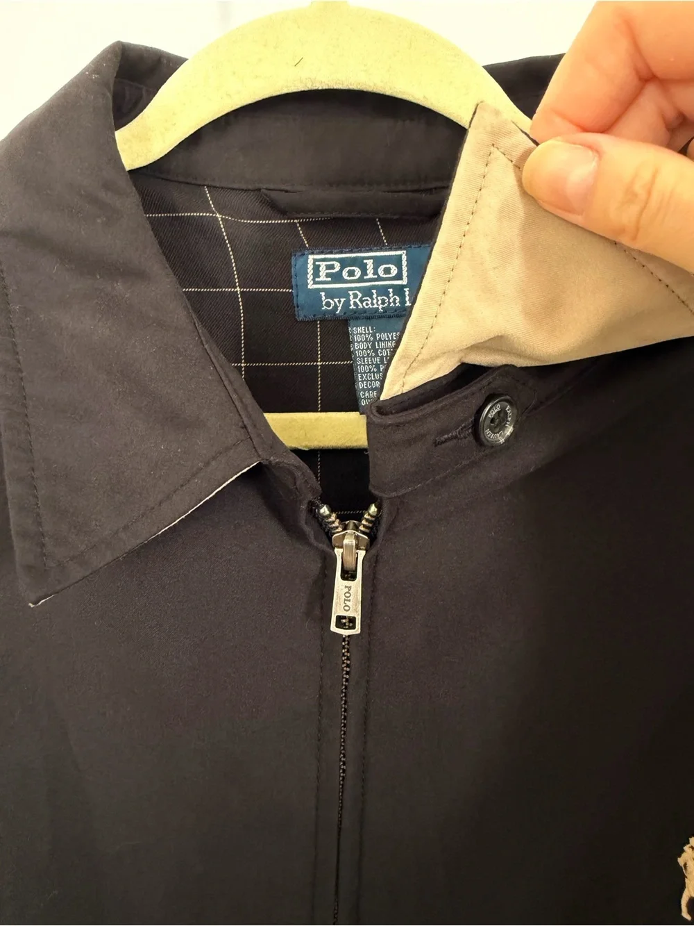 Polo Ralph Lauren Black Harrington Windbreaker Plaid Lined Jacket XXL